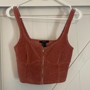 FOREVER 21 Corduroy adjustable zipper crop top